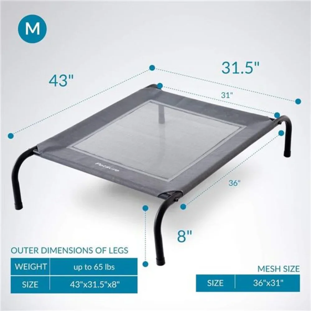 Medium Elevated Cooling Outdoor Dog Bed - Raised Cots for Medium Dogs, Portable